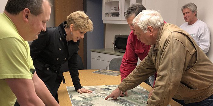 County Executive reviews maps with Fairview and Girard supervisors